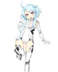  :d absurdres ahoge blanc blue_hair blush bodysuit choujigen_game_neptune fang gear_gene highres long_hair looking_at_viewer open_mouth red_eyes simple_background smile solo symbol-shaped_pupils teeth white_background white_heart work_in_progress 