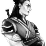  adult avatar:_the_last_airbender crossed_arms greyscale long_hair magatsumagic monochrome solo topknot zuko 