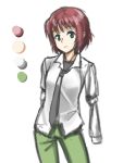  1girl amputee green_eyes katawa_shoujo necktie palette pants raide red_hair redhead school_uniform short_hair solo tezuka_rin 