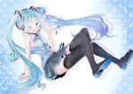  aqua_eyes aqua_hair arm_support boots colored crossed_legs detached_sleeves hatsune_miku headset legs_crossed long_hair necktie pointing sitting skirt solo thigh-highs thigh_boots thighhighs twintails very_long_hair vocaloid wink 