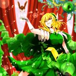  armor belt bird blonde_hair breasts cape color_connection crossover dress elbow_gloves gloves green_eyes hairband head_wings hououji_fuu hououji_fuu_(cosplay) long_hair look-alike magic_knight_rayearth mizuhashi_parsee open_mouth pointy_ears tiara touhou 