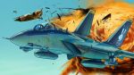  ace_combat_assault_horizon aerial_battle aircraft airplane area_88 battle commentary drop_tank explosion f-14 fighter_jet inui_(jt1116) inui_(pixiv) jet mig-21 missile pilot playboy 