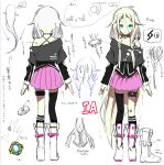  1girl absurdres akasaka_aka aqua_eyes artist_request bare_shoulders boots braid character_sheet choker detached_sleeves highres ia_(vocaloid) long_hair off_shoulder single_thighhigh skirt solo thigh-highs thigh_strap thighhighs translation_request twin_braids twintails very_long_hair vocaloid white_background 