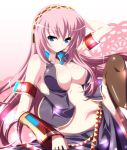  blue_eyes breasts cleavage highres ka2 long_hair looking_at_viewer megurine_luka open_clothes pink_hair skirt solo thigh-highs thighhighs vocaloid 