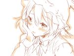  blush chin_rest monochrome mystia_lorelei open_mouth short_hair simple_background sketch solo touhou ume_(plumblossom) white_background 