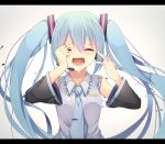  aqua_hair bad_id blush crying detached_sleeves hatsune_miku highres hiiragisouren letterboxed long_hair necktie open_mouth solo twintails very_long_hair vocaloid 