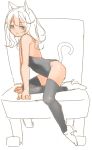  animal_ears cat_ears cat_tail copyright_request highres kochiya_(gothope) long_hair looking_at_viewer partially_colored sketch smile solo tail unfinished 