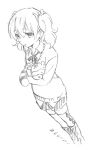  argyle argyle_legwear holding inu_x_boku_ss monochrome roromiya_karuta school_uniform short_hair shorts sketch solo sweater_vest thighhighs tsu twintails watanuki_banri zettai_ryouiki 