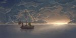  boy cloud clouds hat horizon kuru kuruuya link nintendo ocean reflection sailboat scenery sunset the_king_of_red_lions the_legend_of_zelda toon_link wind wind_waker 