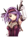  adel_(blazing_souls) armpits blazing_souls detached_collar detached_sleeves expressionless grey_eyes hair_intakes hairband hirano_katsuyuki official_art purple_hair short_hair solo spectral_(series) white_background 