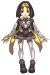  armor armored_dress black_eyes black_hair cape eunice_(spectral_force) expressionless hairband official_art shoes short_hair skirt solo spectral_(series) spectral_force thigh-highs thighhighs white_background white_legwear 