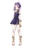  anklet arm_behind_back armlet barefoot blazing_souls character_request expressionless feet hirano_katsuyuki jewelry official_art purple_hair red_eyes short_hair skirt solo spectral_(series) white_background 