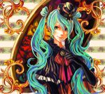  earrings elbow_gloves fork gloves green_eyes green_hair hat hatsune_miku jewelry long_hair smile solo tsuyomaru twintails vocaloid 