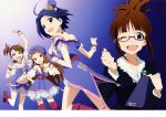  :d ;d absurdres ahoge akizuki_ritsuko blue_hair boots brown_eyes brown_hair choker dress earrings futami_ami glasses happy hat highres idolmaster iizuka_haruko jewelry long_hair glasses minase_iori miura_azusa multiple_girls open_mouth red_eyes ryuuguu_komachi short_hair shorts side_ponytail smile star the_idolm@ster thigh-highs thighhighs wink 