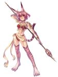  animal_ears blazing_souls cat_ears cat_girl cat_tail hirano_katsuyuki official_art pink_hair polearm red_eyes sciora short_hair smile solo spear spectral_(series) tail weapon white_background 