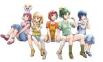  aoki_reika blonde_hair blue_eyes blue_hair bow candy_(precure) candy_(smile_precure!) dress ereka green_eyes green_hair group headband hino_akane hoshizora_miyuki ice_cream kise_yayoi long_hair midorikawa_nao pink_eyes pink_hair ponytail popsicle precure pretty_cure red_eyes redhead short_hair shorts smile_precure smile_precure! thigh-highs thighhighs white yellow_eyes 