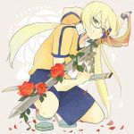  blonde_hair flower fusion green_eyes inazuma_eleven inazuma_eleven_(series) inazuma_eleven_go inazuma_eleven_go_chrono_stone jeanne_d&#039;arc_(inazuma_eleven) jeanne_d'arc_(inazuma_eleven) kirino_ranmaru long_hair mck28 rose smile sword twintails weapon 