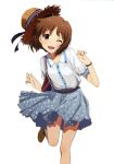  absurdres brown_eyes brown_hair hagiwara_yukiho happy hat highres idolmaster nishigori_atsushi official_art scan short_hair skirt wink 