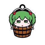  :&lt; bucket green_eyes green_hair hair_bobbles hair_ornament in_bucket in_container kisume open_mouth short_hair solo touhou twintails white_background yagi_(sinnsyou) 