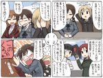  angry animal_ears arms_behind_head black_hair blonde_hair blush brown_hair charlotte_e_yeager comic dog_ears erica_hartmann eyepatch gertrud_barkhorn hair_ribbon laughing military military_uniform minna-dietlinde_wilcke orange_hair papa pointing ribbon sakamoto_mio strike_witches sweatdrop translated twintails uniform 