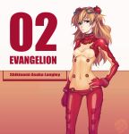  blue_eyes bodysuit breasts hair_ornament hand_on_hip highres long_hair navel neon_genesis_evangelion orange_hair plugsuit rebuild_of_evangelion shikinami_asuka_langley solo soryu_asuka_langley souryuu_asuka_langley test_plugsuit 