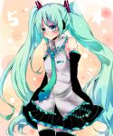  detached_sleeves green_hair hatsune_miku long_hair necktie night-moon skirt solo thigh-highs thighhighs twintails very_long_hair vocaloid 