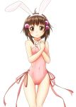  animal_ears benishouga_(honhonda) brown_eyes brown_hair bunny_ears bunnysuit choker highres rabbit_ears reala ribbon short_hair tales_of_(series) tales_of_destiny_2 