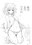  aki_shizuha electric_fan ippongui kneeling monochrome mound_of_venus no_pants open_clothes open_shirt panties short_hair solo sweat touhou underwear 