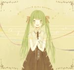  bad_id character_name flower green_eyes green_hair hair_ribbon happy_birthday hatsune_miku hinao_(flowerrabbit2348) long_hair musical_note necktie open_mouth ribbon skirt solo twintails very_long_hair vocaloid 