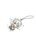  braid chibi hair_ribbon izayoi_sakuya keychain knife lowres maid neko_yume ribbon short_twintails solid_circle_eyes solo tears touhou twin_braids twintails white_hair 