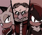  aoki_(fumomo) dr._eggman facial_hair glasses goggles goggles_on_head mustache rouge_the_bat shadow_the_hedgehog sonic_the_hedgehog 