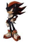  frown gloves hand_on_hip no_humans shadow_the_hedgehog solo sonic_the_hedgehog white_background 