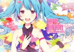  aqua_hair hand_on_own_chest happy_birthday hatsune_miku headset komine open_mouth purple_eyes solo tell_your_world_(vocaloid) twintails violet_eyes vocaloid 