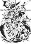  bat_wings book bow braid chain chains cirno cross crystal daiyousei demon_wings detached_collar fairy_wings flandre_scarlet hair_bow hair_ribbon hat hat_ribbon head_wings hong_meiling izayoi_sakuya koakuma long_hair long_sleeves maid maid_headdress millipen_(medium) monochrome multiple_girls open_mouth patchouli_knowledge puffy_sleeves remilia_scarlet ribbon rumia scythe short_hair short_sleeves side_ponytail smile star the_embodiment_of_scarlet_devil torajirou touhou traditional_media twin_braids weapon white_background wings wrist_cuffs 