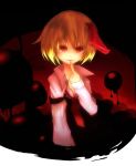  blonde_hair darkness hair_ribbon long_sleeves onoue_ren open_mouth red_eyes ribbon rumia short_hair smile solo touhou 