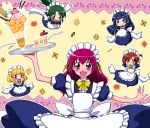  :d alternate_costume aoki_reika apron arms_behind_head blonde_hair blue_eyes blue_hair blush bow cake chibi enmaided food fork frills green_eyes green_hair grin hair_down hair_ornament hair_ribbon hino_akane hoshizora_miyuki ice_cream kise_yayoi long_hair maid maid_headdress midorikawa_nao nokokopopo open_mouth parfait pink_eyes pink_hair ponytail precure red_eyes red_hair redhead ribbon short_hair smile smile_precure! tray yellow_eyes 