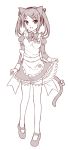  cat_ears character_request copyright_request fang long_hair mail monochrome pcmaniac88 tail thigh-highs thighhighs twintails 