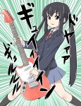  black_hair brown_eyes guitar hisano1202 instrument k-on! long_hair nakano_azusa school_uniform speed_lines twintails 