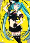  39 aqua_eyes aqua_hair character_name gloves hat hatsune_miku long_hair midriff navel necktie open_mouth solo suspenders thigh-highs thighhighs tomann twintails very_long_hair vocaloid 