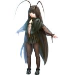  ahoge brown_eyes brown_hair bug buggirl cockroach dress flat_chest insect insectgirl loli long_hair stockings wings 