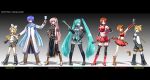  hatsune_miku kagamine_len kagamine_rin kaito mabius megurine_luka meiko pixel_art sakine_meiko vocaloid widescreen 