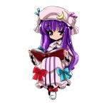 blush book bow crescent dress hat long_hair patchouli_knowledge purple_hair solo touhou 