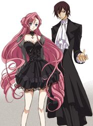  euphemia_li_britannia gothic kurimomo lelouch_lamperouge long_hair pink_hair purple_eyes short_hair skirt very_long_hair 