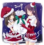  christmas hat mini_santa_hat monogatari_(series) santa_costume santa_hat sengoku_nadeko senjougahara_hitagi snow yukian 