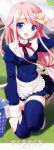   blush flat_chest highres long_hair maid sakura_sakura skirt thigh_highs uniform  