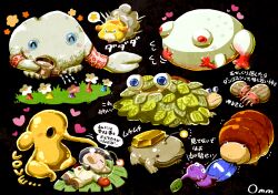  1boy ^_^ anger_vein artist_name big_nose black_background black_eyes blue_eyes blue_pikmin blue_sclera blue_skin breadbug brown_hair bug bulborb buried bush buttons closed_eyes closed_mouth colored_sclera colored_skin commentary_request creature_focus dog dwarf_bulborb fang fang_out floppy_ears flower frog furrowed_brow gildemandwee gloves gold heart helmet highres holding holding_watering_can leaf light_blush lying mamuta mitite no_mouth nostrils oatchi_(pikmin) olimar omuraisu_omm on_back outstretched_arms pellet_(pikmin) petting pikmin_(creature) pikmin_(series) pikmin_3 pikmin_4 pink_flower plasm_wraith pointy_ears purple_pikmin purple_skin radio_antenna red_gloves red_pikmin red_skin running short_hair simple_background sitting slime_(creature) smile smoke space_helmet spacesuit speech_bubble spoken_star star_(symbol) sweat sweatdrop tongue translation_request trembling tug_of_war very_short_hair watering watering_can whistle white_flower wide-eyed wollyhop yellow_pikmin yellow_skin 