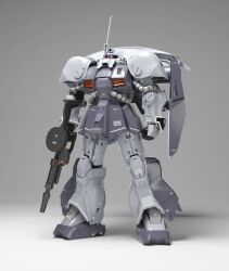  3d cable color_variation commentary_request ewac_zack gassan_(7nan8ku) gradient_background grey_background gun gundam gundam_unicorn highres hizack holding holding_weapon machine_gun machinery mecha mecha_focus mobile_suit neo_zeon one-eyed original radio_antenna radome realistic redesign robot science_fiction shadow shield weapon 