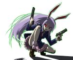  bunny_ears bunnygirl duplicate gengorou gun kneeling long_hair necktie purple_hair red_eyes reisen reisen_udongein_inaba skirt socks squatting touhou usagimimi weapon white_shirt 