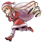  blonde_hair blue_eyes boots christmas drill_hair hat iefukurou long_hair pantyhose rozen_maiden running sack santa_costume santa_hat shinku very_long_hair 