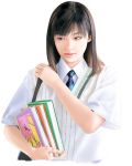  black_hair book necktie original realistic school_uniform solo yukinoboo 